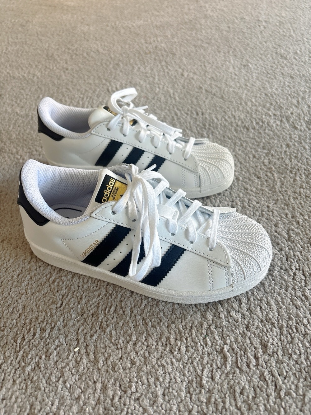 Adidas Kids' Superstar Lace-Up Sneakers in White Size 2Y – Brand New No Box